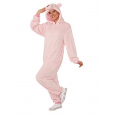 Pig Furry Hooded Onesie Adult Costume Animals